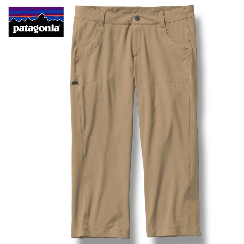 Patagonia Womens Happy Hike Stretch Capri Lightweight 50+UPF Khaki Pants | Sz 12